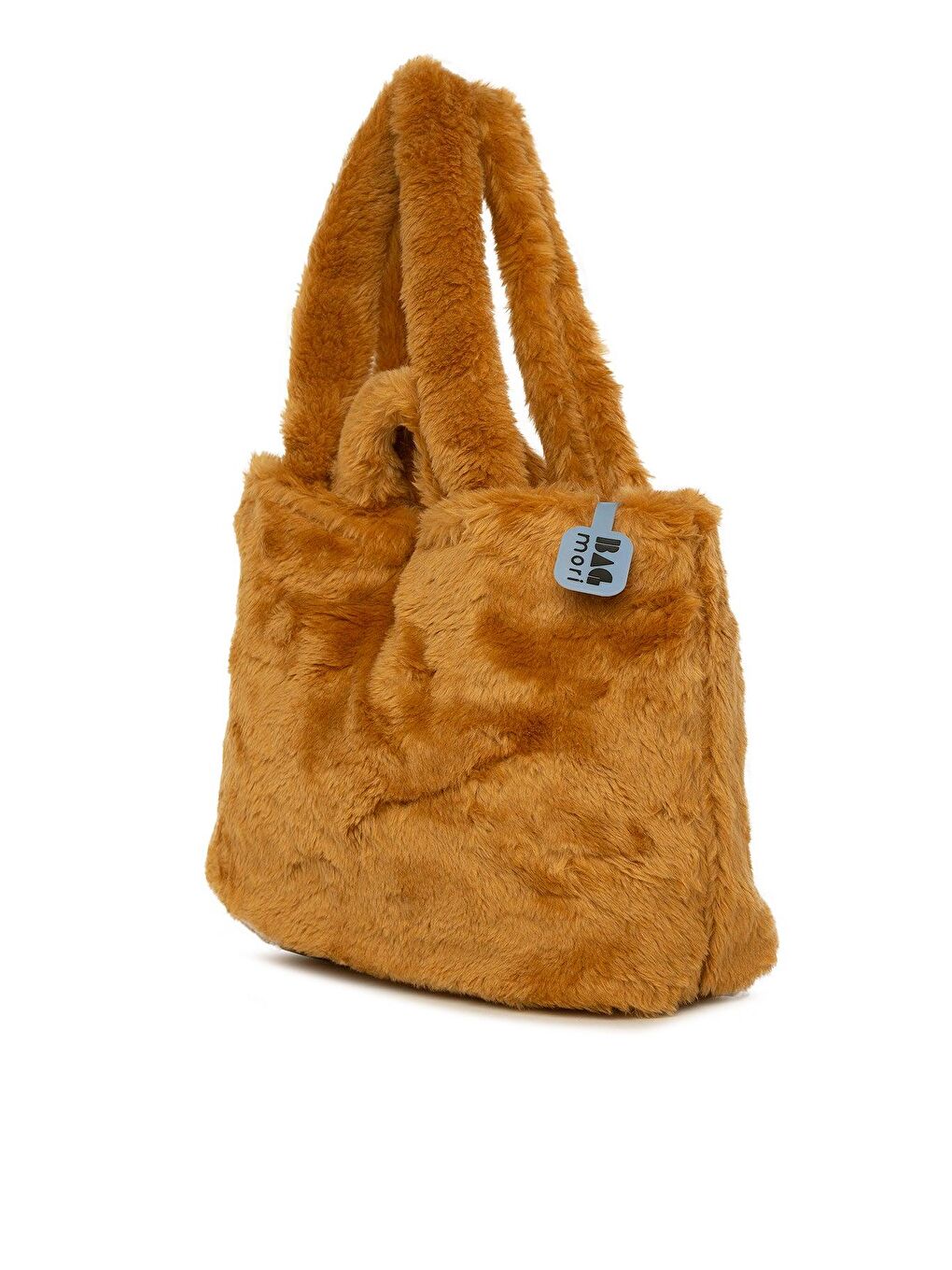 Kahverengi Çift Askılı Tüylü Tote Büyük Çanta-1