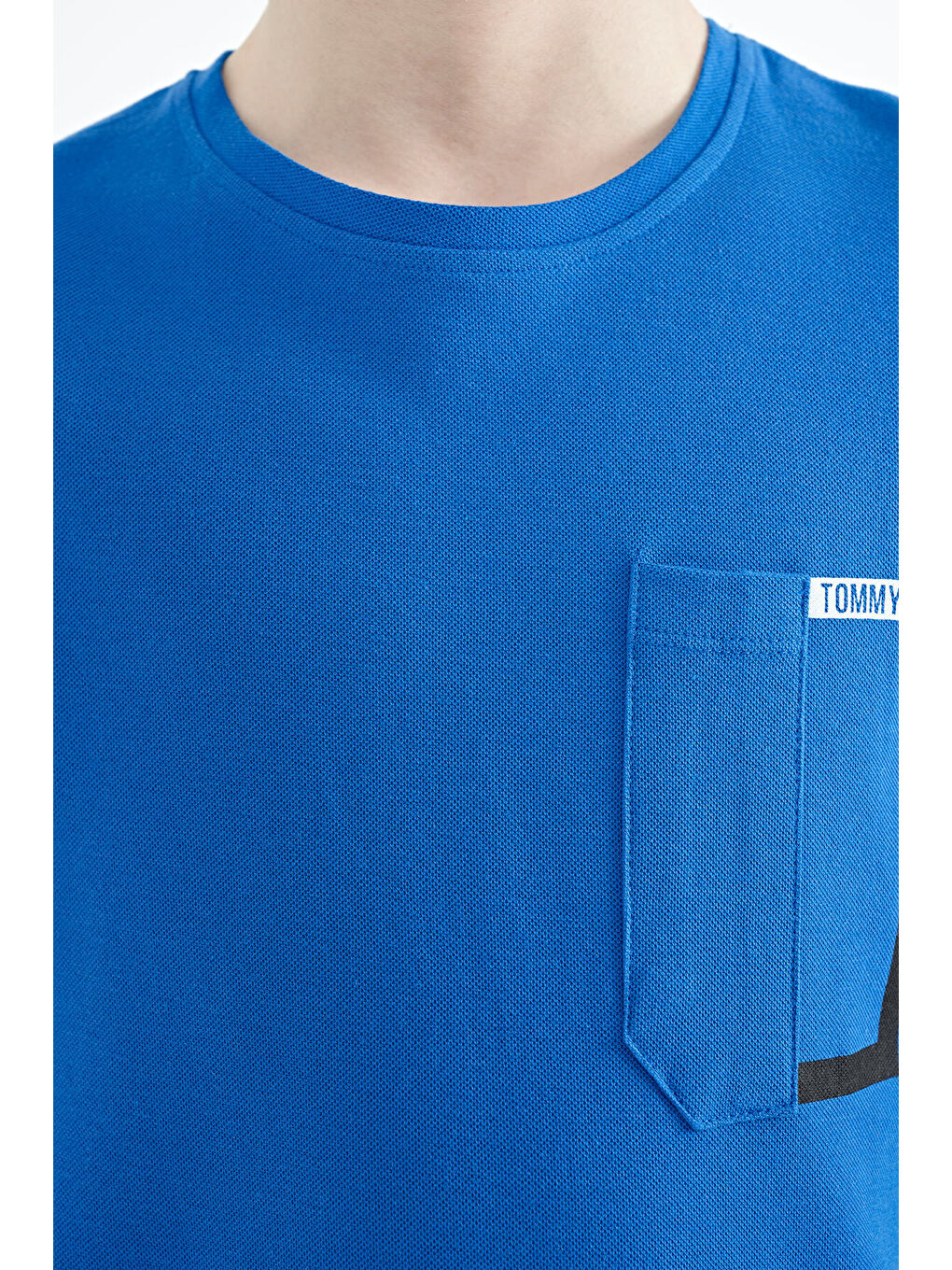 Mavi Saks Cep Detaylı O Yaka Standart Kalıp Erkek Çocuk Tişört - 11120-4