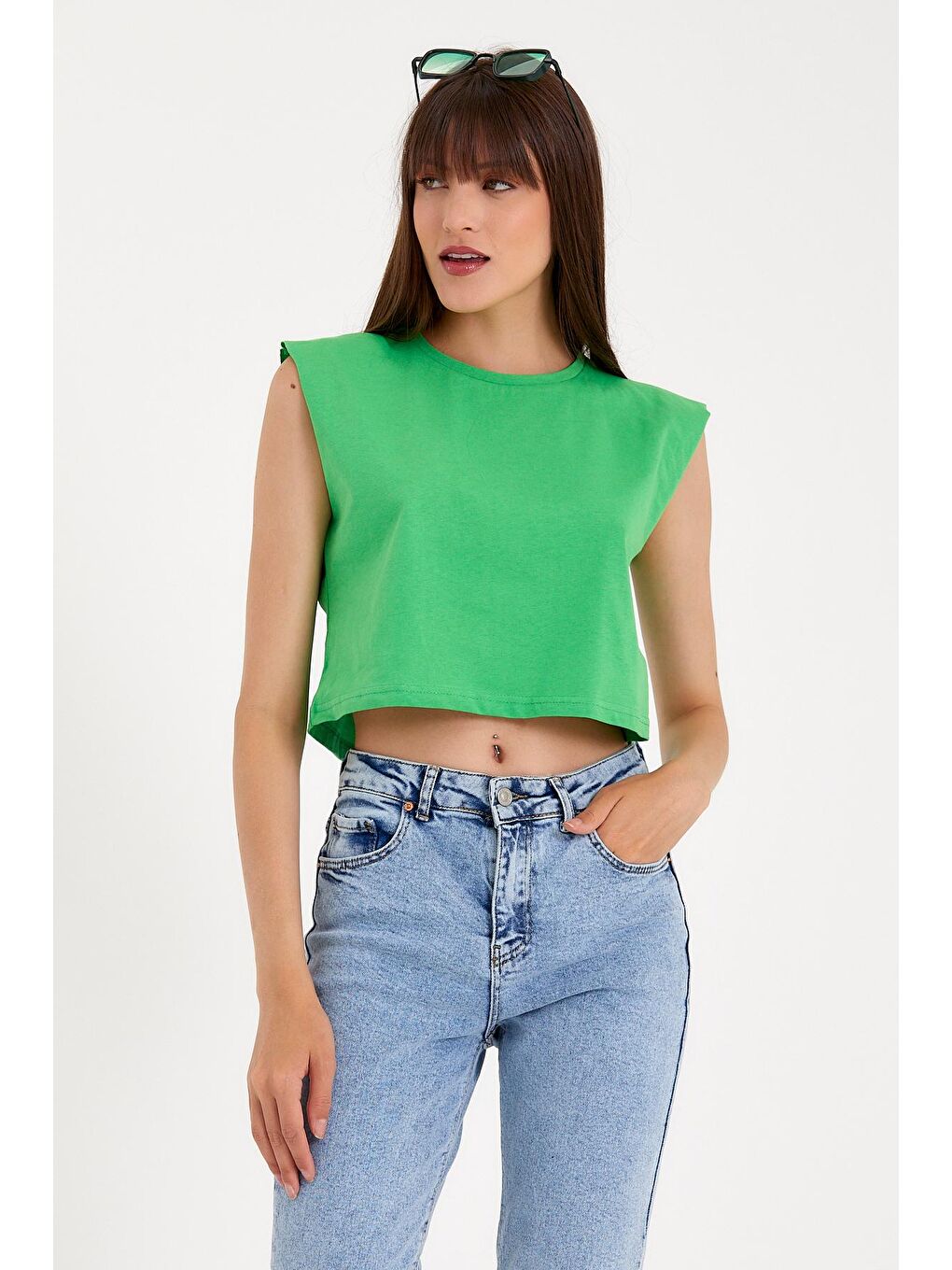 Süperlife Yeşil Kadın Regular Fit Crop Tişort SPR22TSK128 - 2