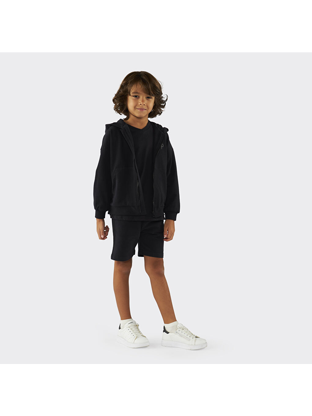 Unisex Çocuk Fermuarlı Siyah Sweatshirt-3