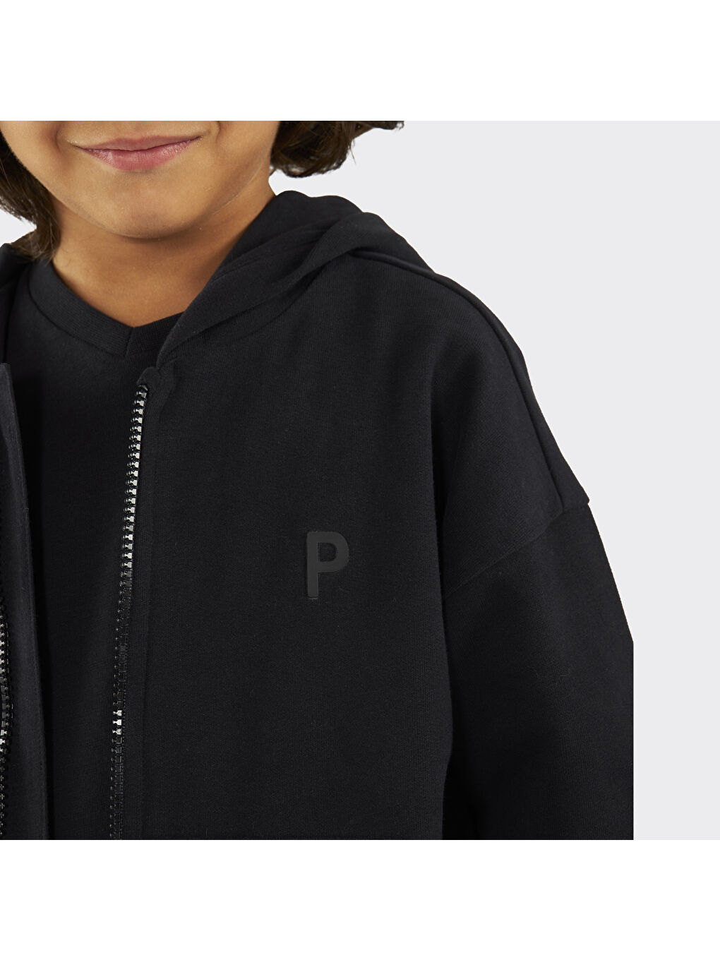 Unisex Çocuk Fermuarlı Siyah Sweatshirt-4