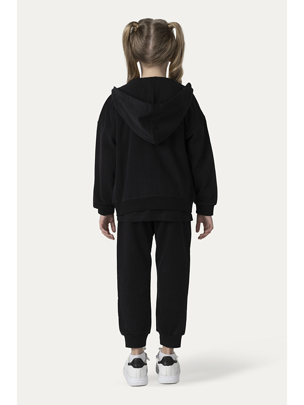 Unisex Çocuk Fermuarlı Siyah Sweatshirt-5