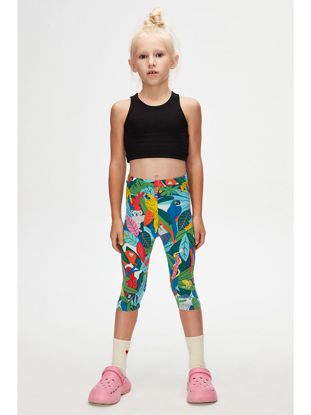 Karışık Kız Çocuk Tropical Zoo Desen Kapri