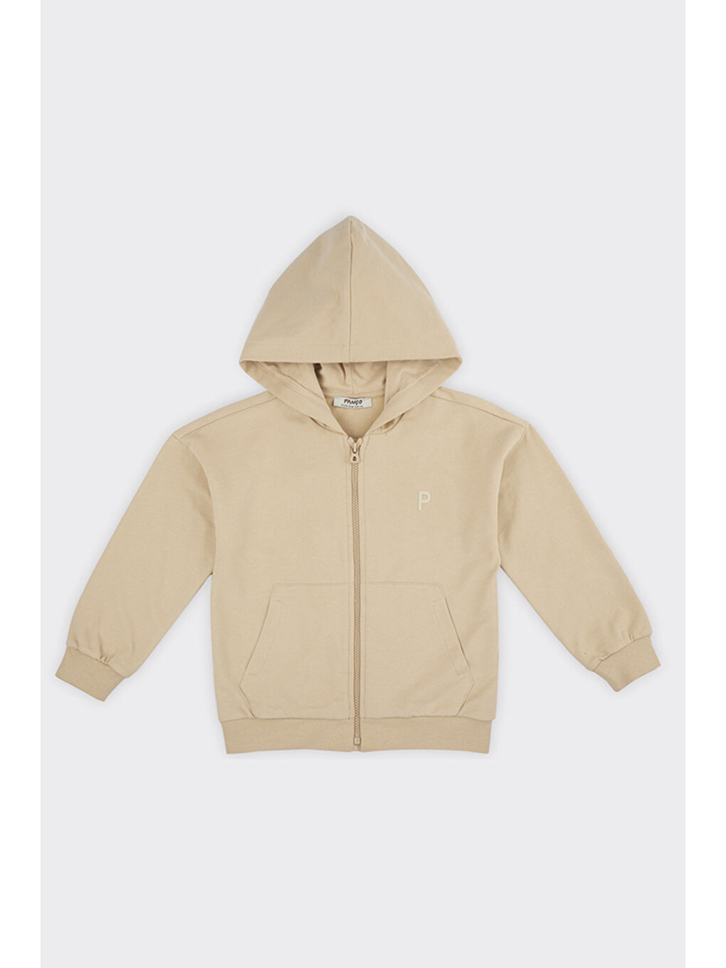 Unisex Çocuk Fermuarlı Bej Sweatshirt