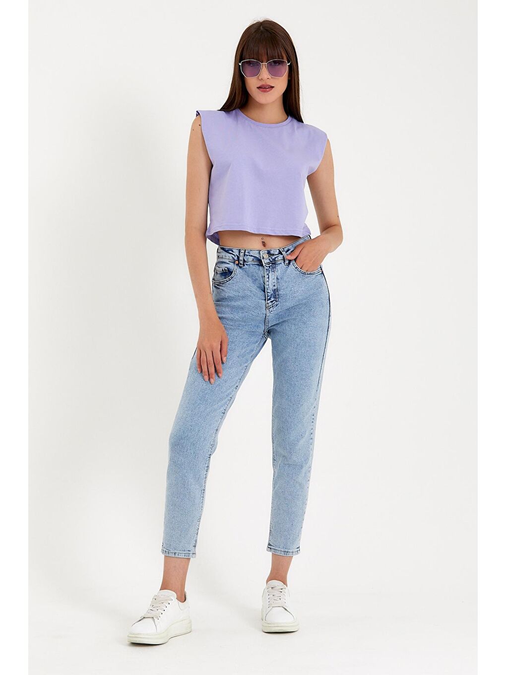 Süperlife Lila Kadın Regular Fit Crop Tişort SPR22TSK128 - 2