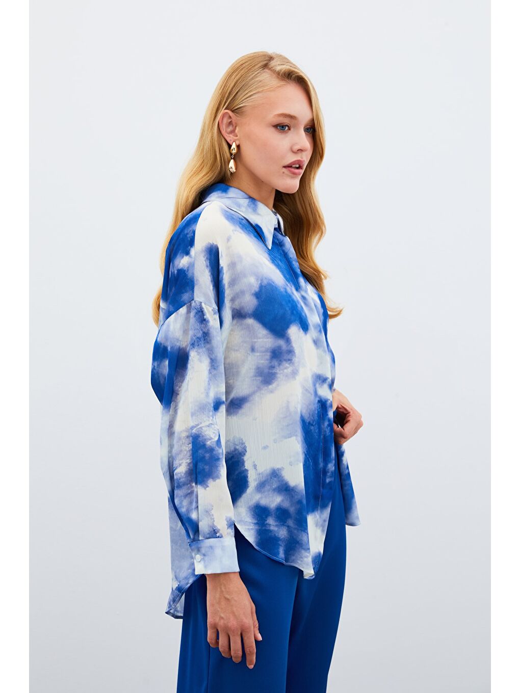 Salaş Uzun Gömlek - Sax Mavi-1