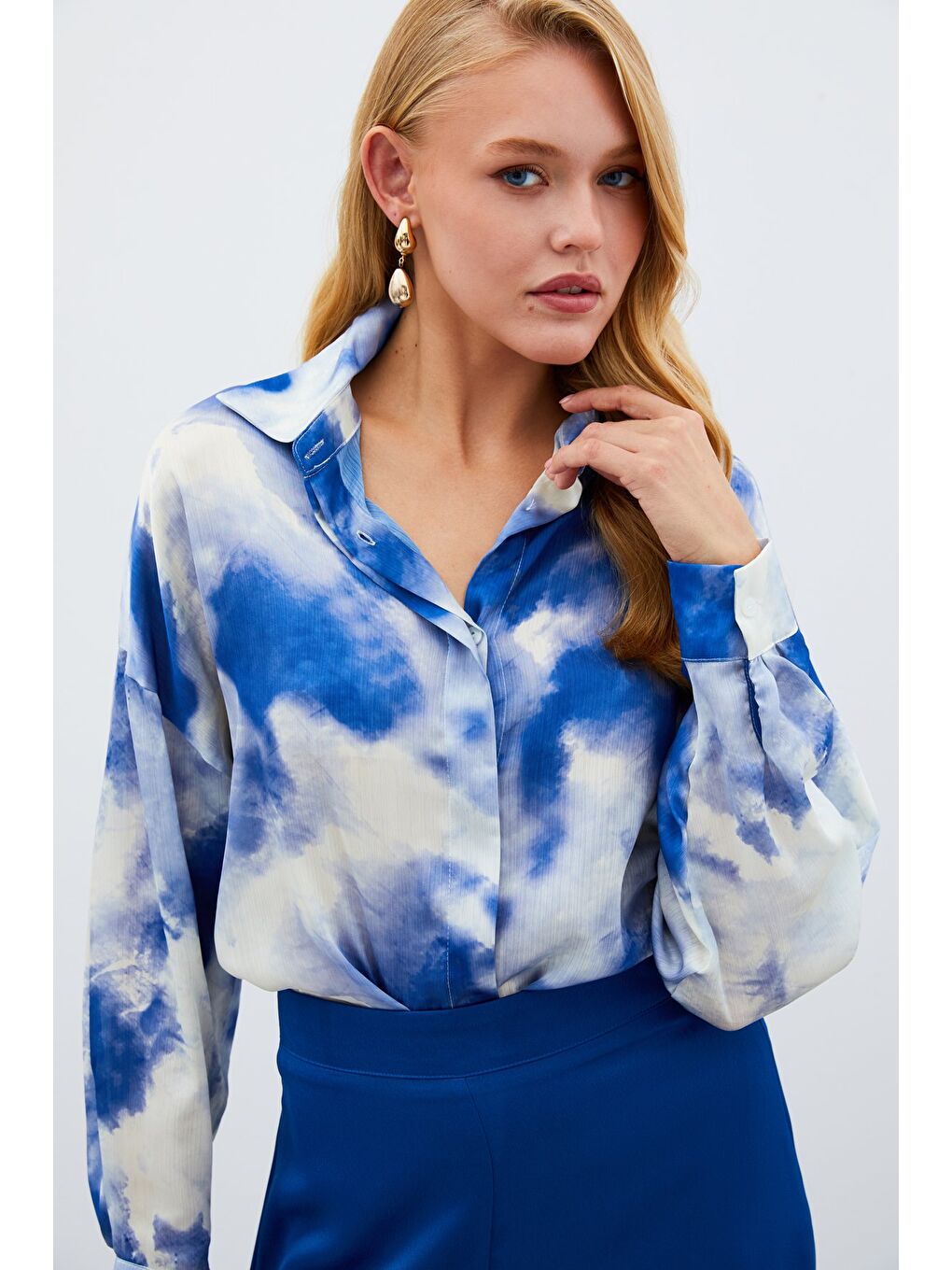 Salaş Uzun Gömlek - Sax Mavi-3