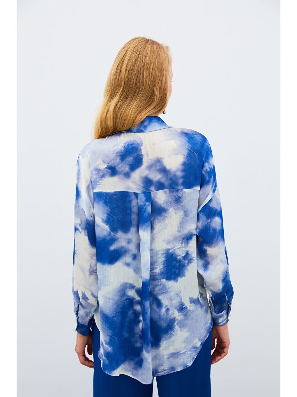 Salaş Uzun Gömlek - Sax Mavi-4