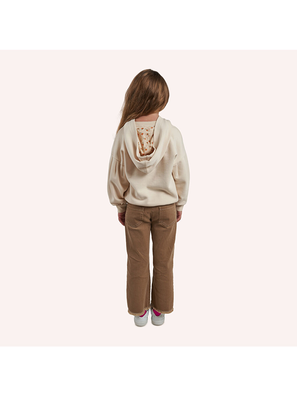 Kız Çocuk Kapüşonlu Bej Sweatshirt-1