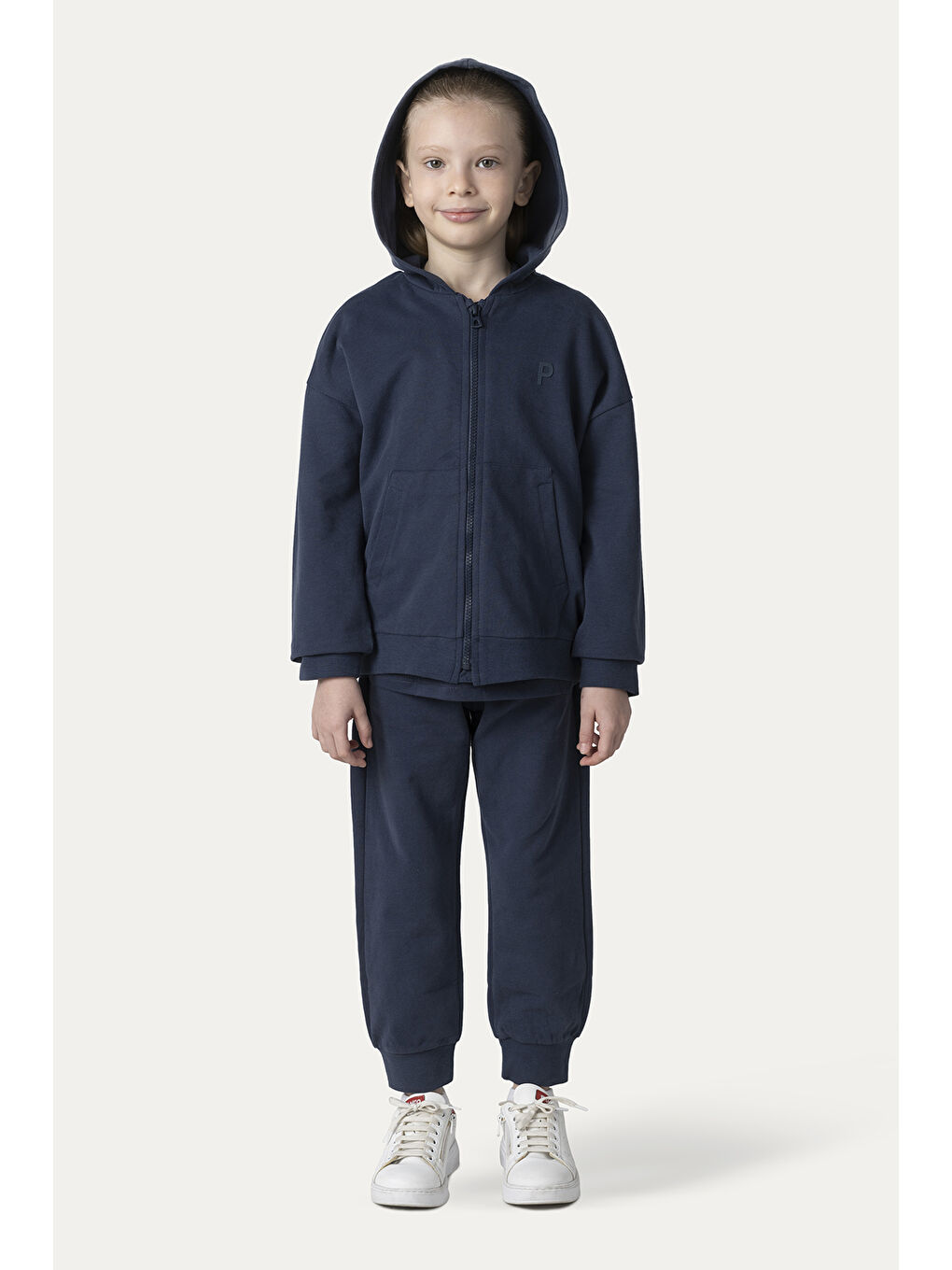 Unisex Çocuk Fermuarlı Lacivert Sweatshirt-5