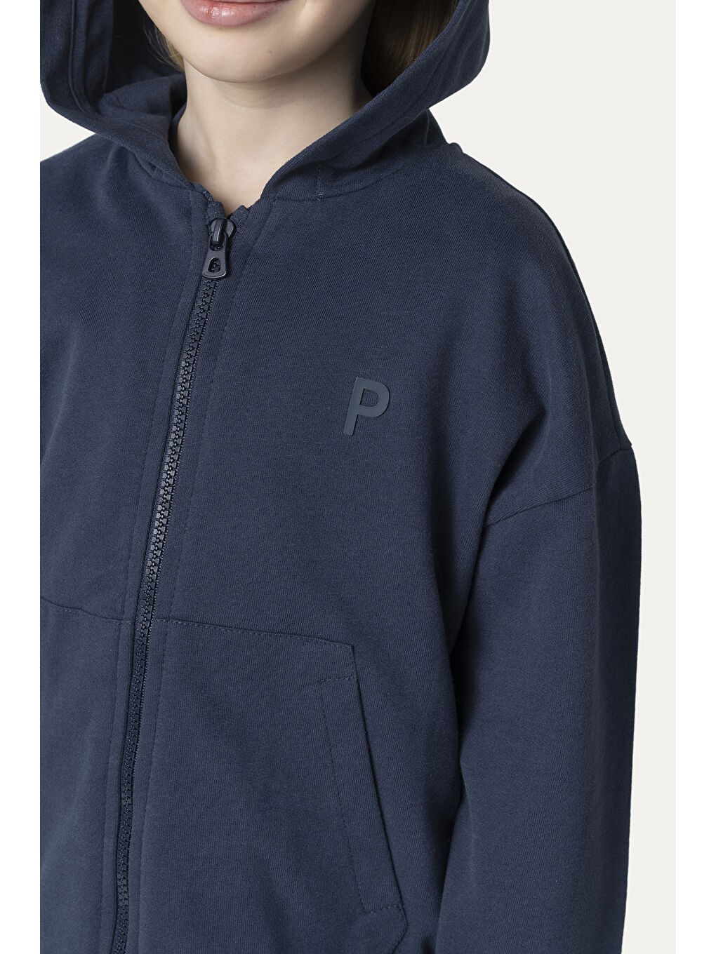 Unisex Çocuk Fermuarlı Lacivert Sweatshirt-7