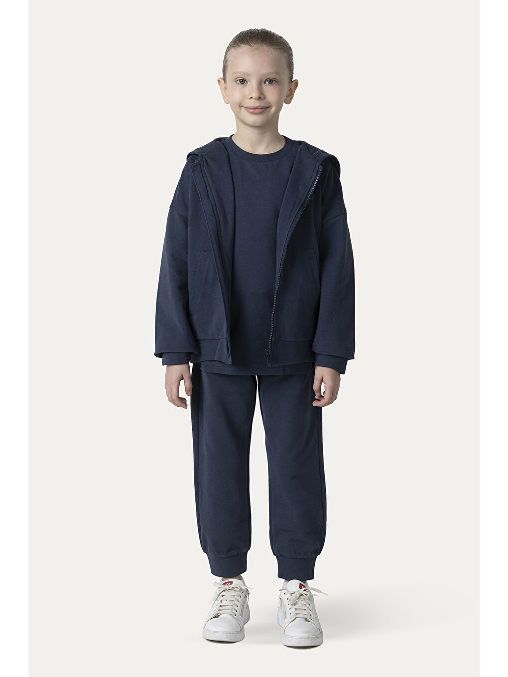 Unisex Çocuk Fermuarlı Lacivert Sweatshirt-8