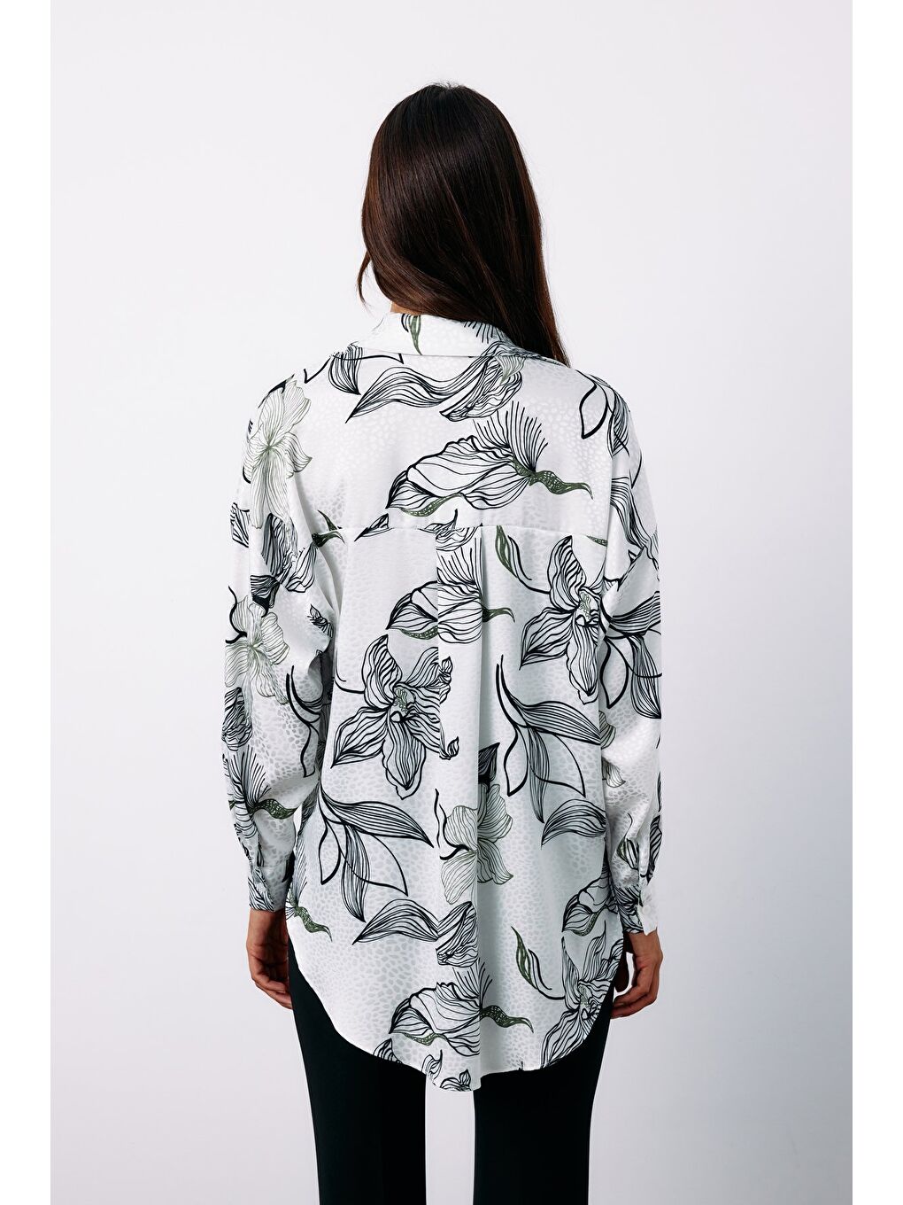 Renkli Desenli Salaş Gömlek - Siyah-5