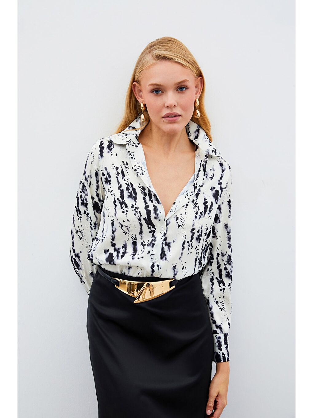 Kırçıllı Uzun Gömlek - Siyah-2