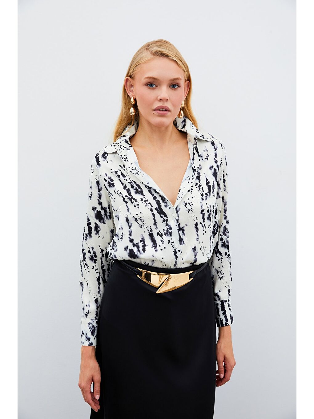 Kırçıllı Uzun Gömlek - Siyah-3