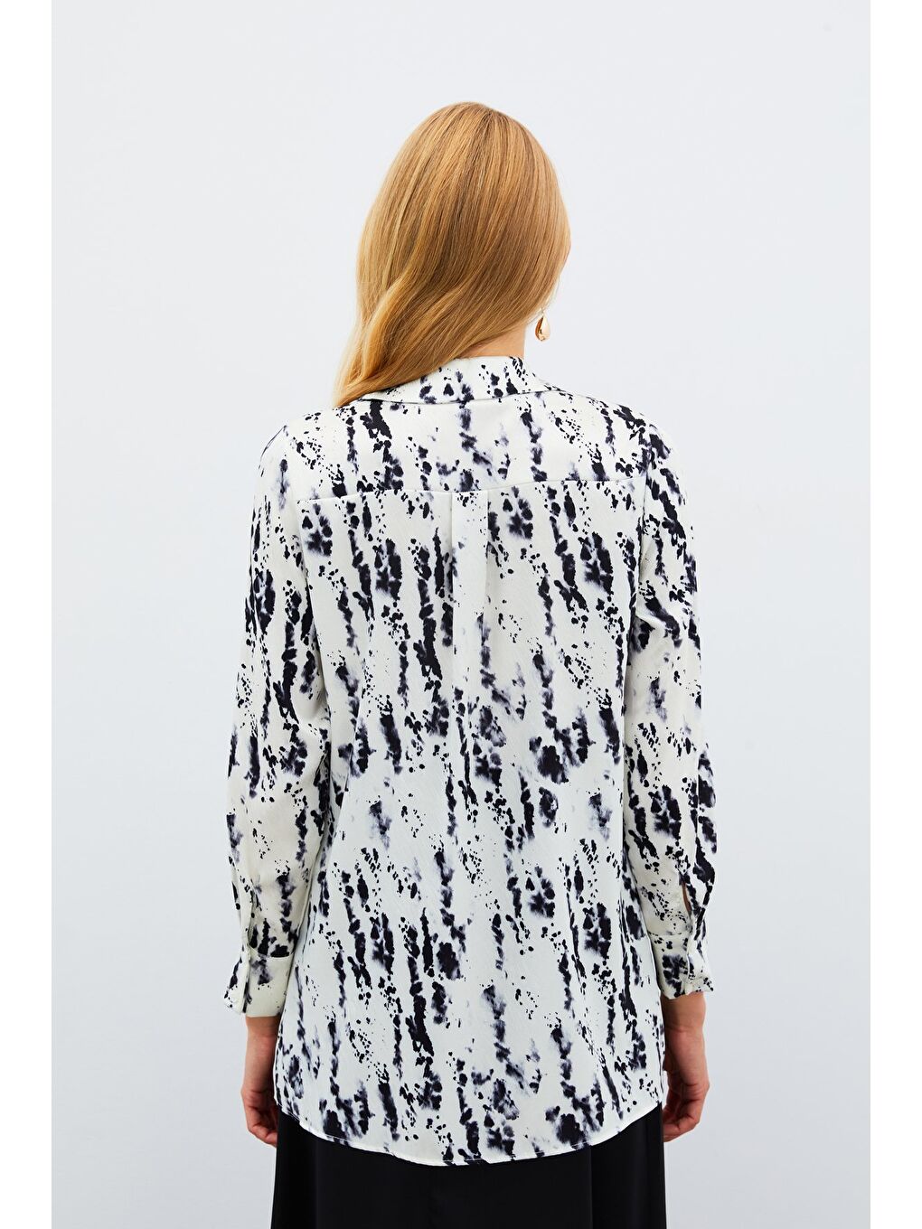 Kırçıllı Uzun Gömlek - Siyah-4