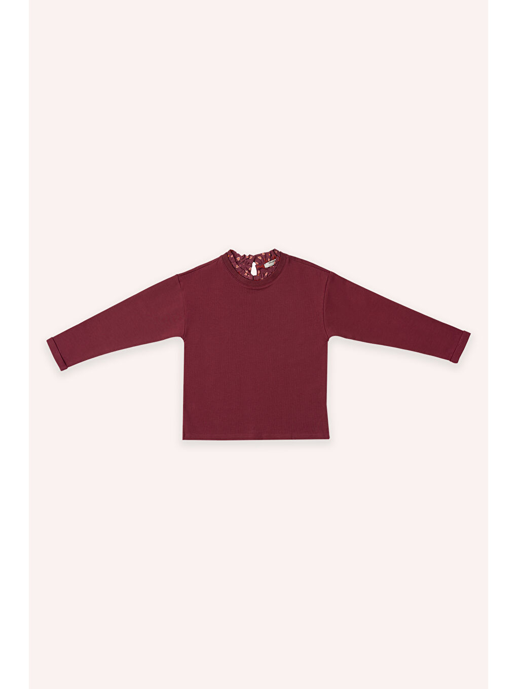Kız Çocuk Yakası Fırfır Detaylı Bordo Sweatshirt