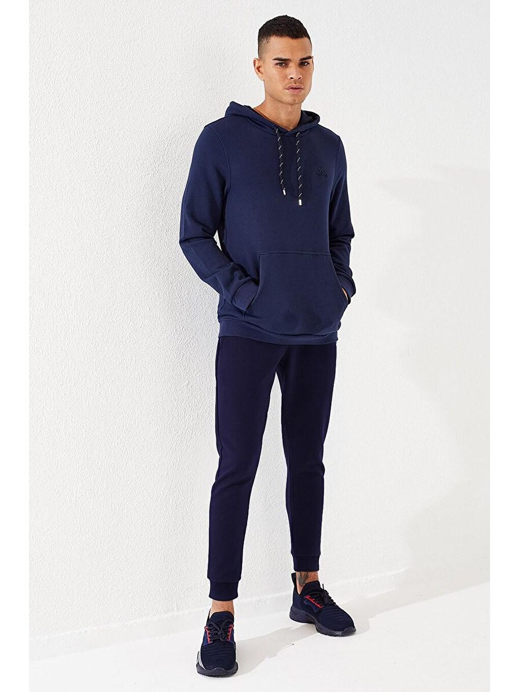Lacivert Fermuar Cep Detaylı Dar Kalıp  Jogger Erkek Eşofman Alt - 84708