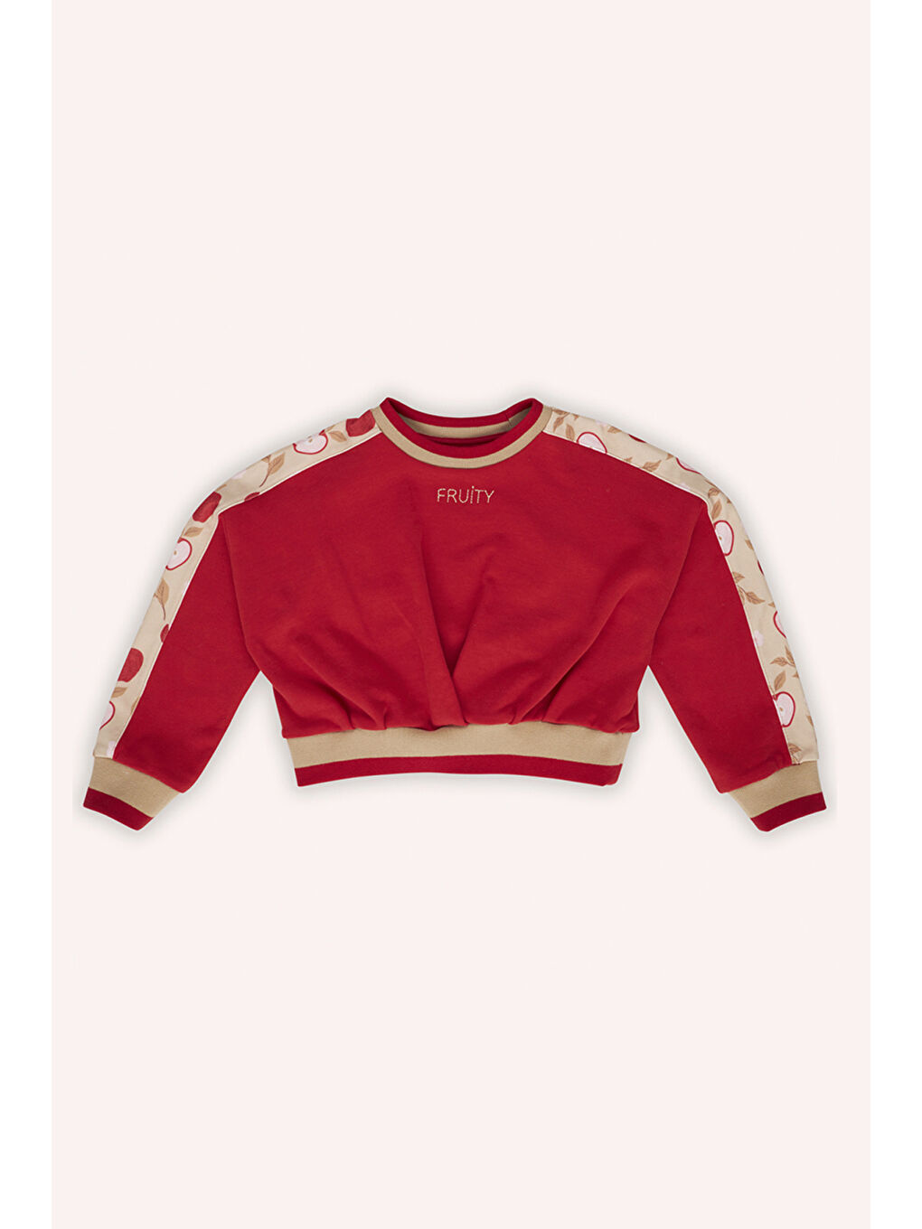 Kız Çocuk Kolları Parça Detaylı Kırmızı Sweatshirt-3