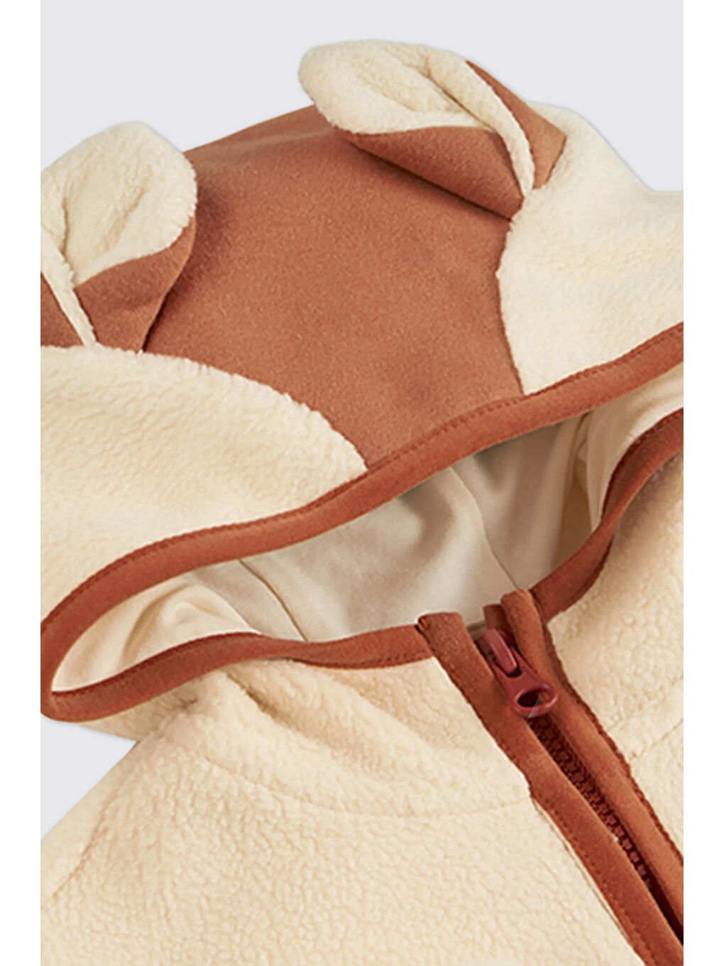 Kız Bebek Tilki Kulaklı Pelüş Bej Sweatshirt-2