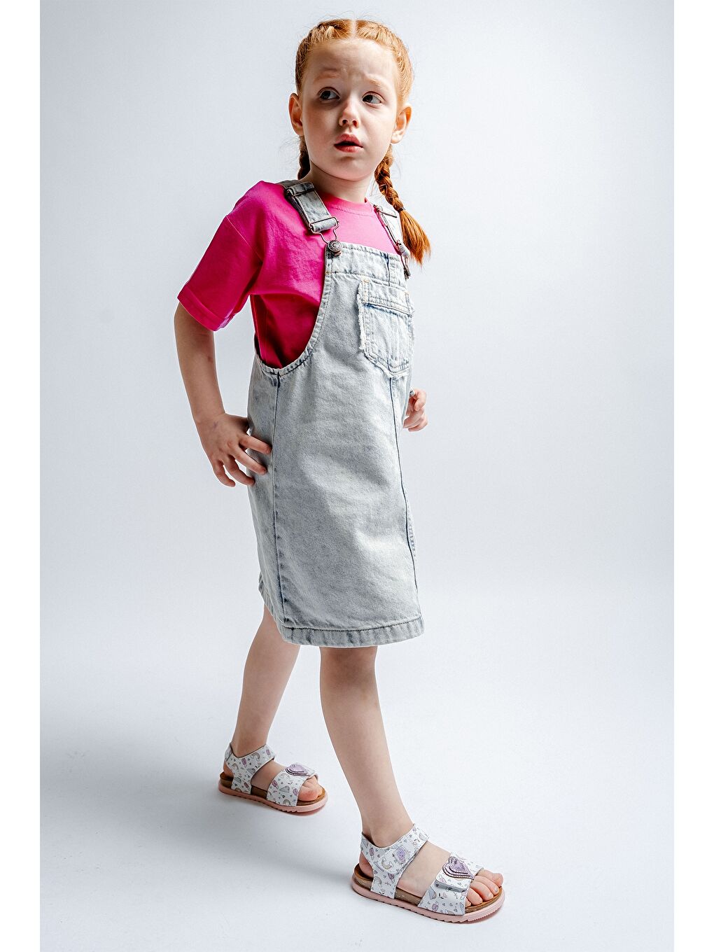 Kız Çocuk Beyaz Hakiki Deri Mantar Tabanlı Günlük  Çocuk Sandalet