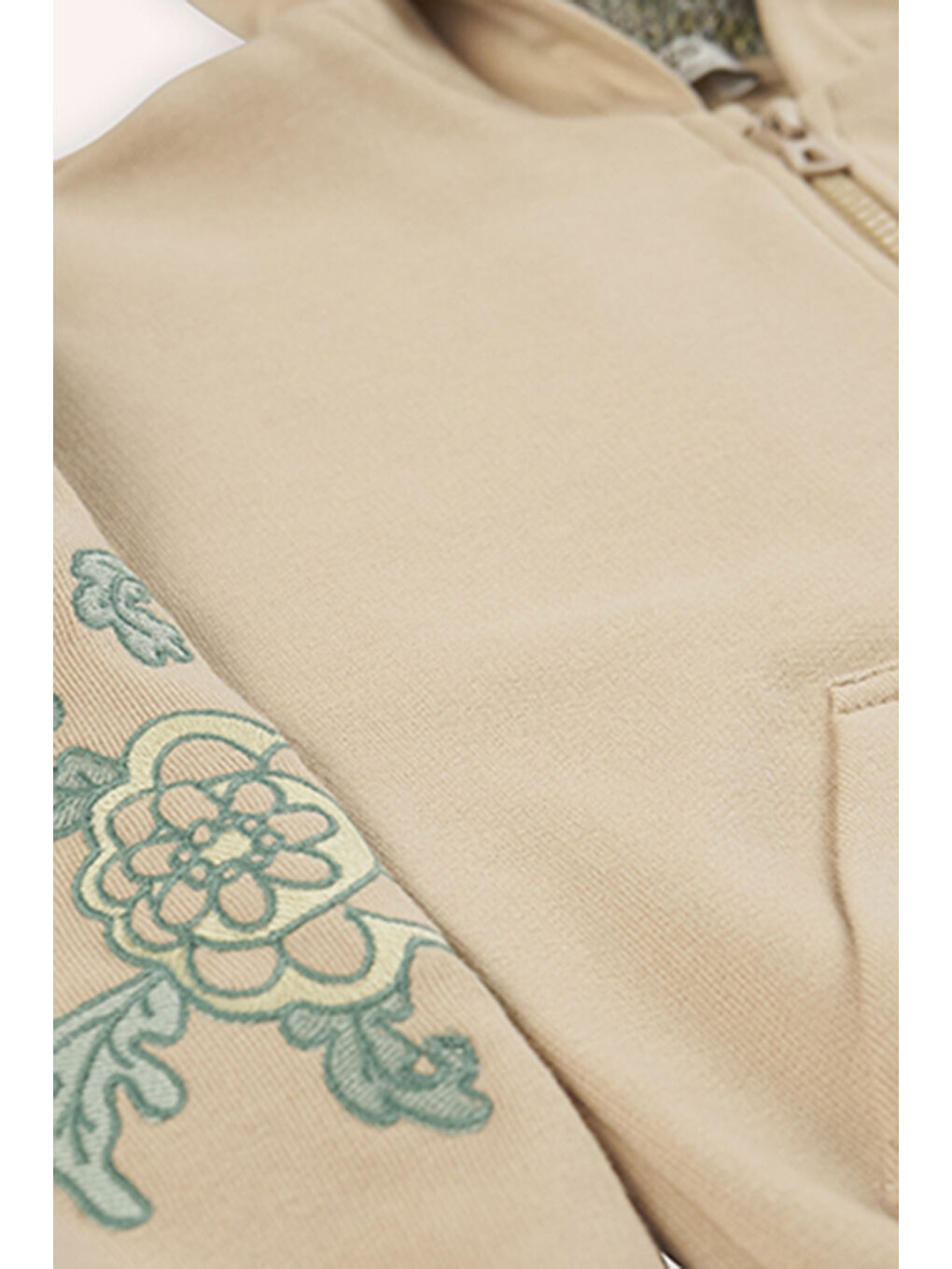 Kız Çocuk Fermuarlı Bej Sweatshirt-2