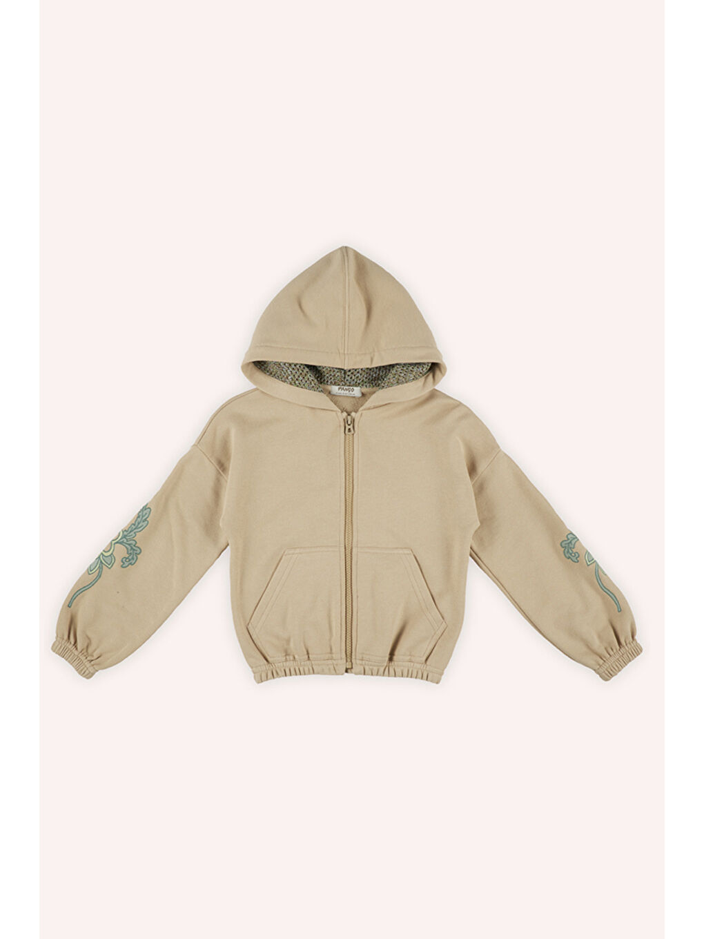 Kız Çocuk Fermuarlı Bej Sweatshirt-4