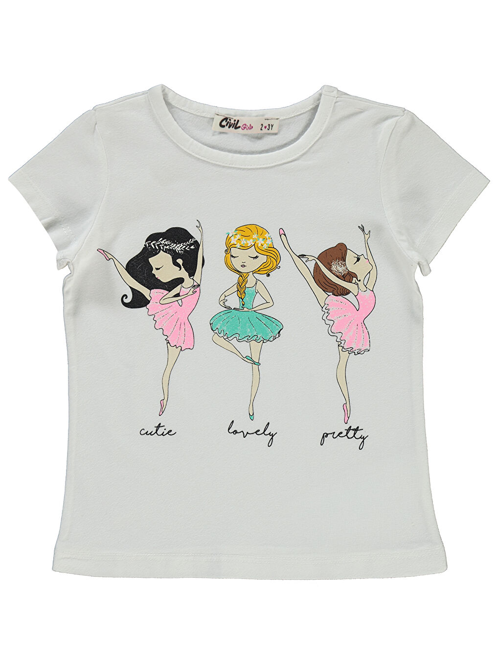 Girls Kız Çocuk Tişört 2-5 Yaş Ekru