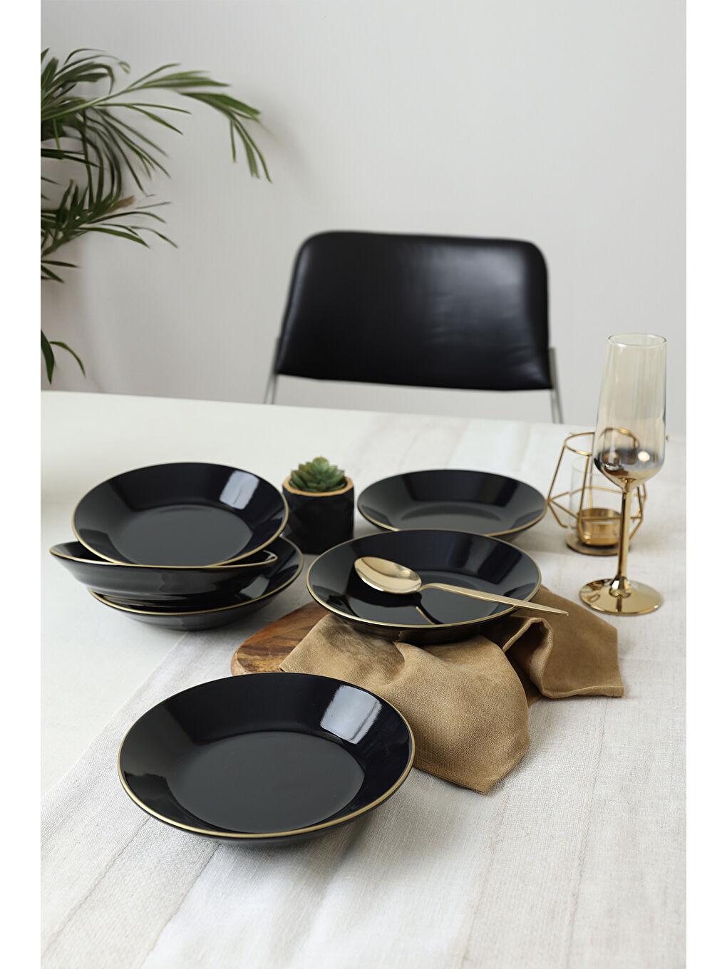 Siyah Gold Bahar Yemek Tabağı 19 Cm 6 Adet-5