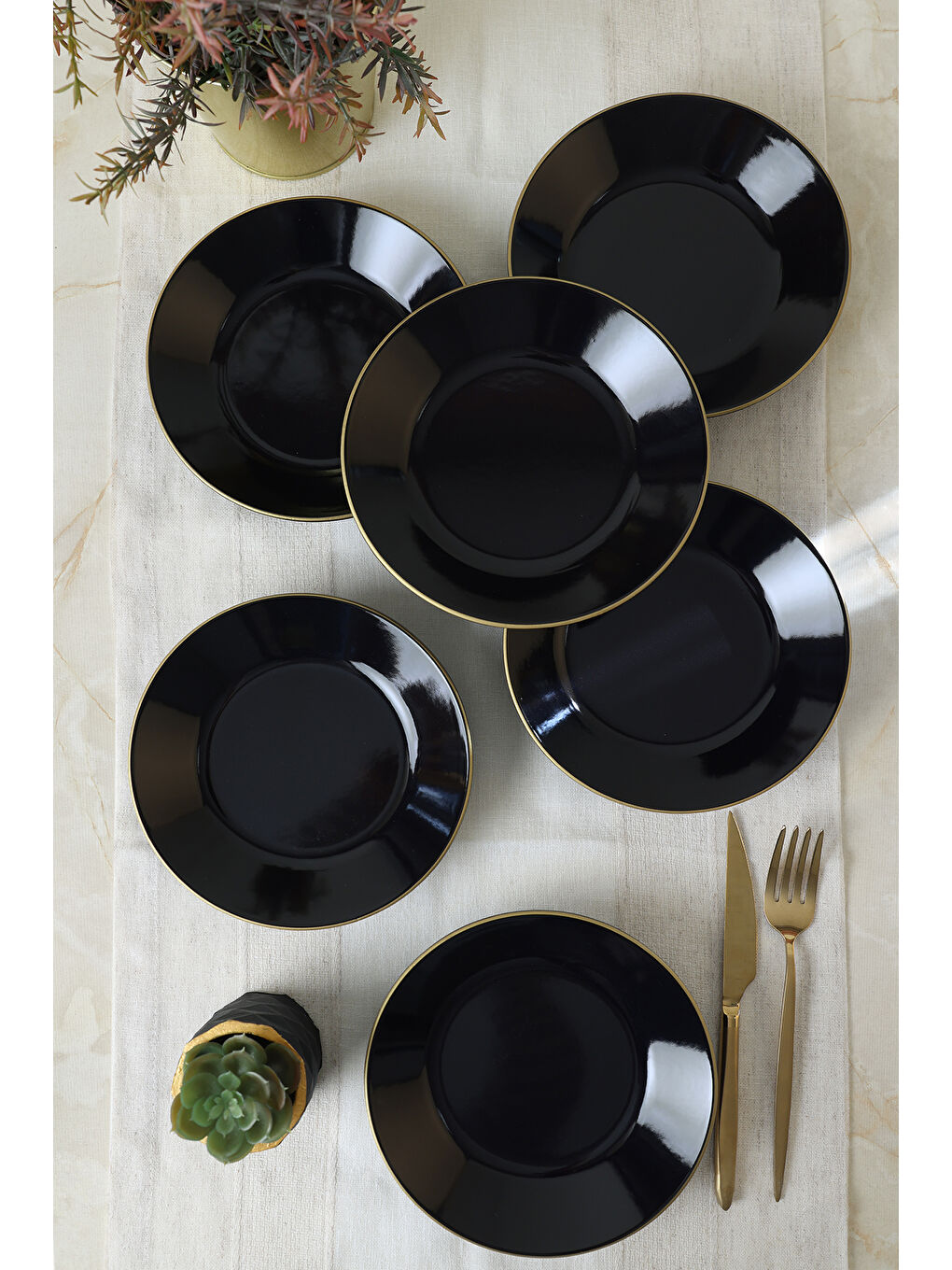 Siyah Gold Bahar Yemek Tabağı 19 Cm 6 Adet-7