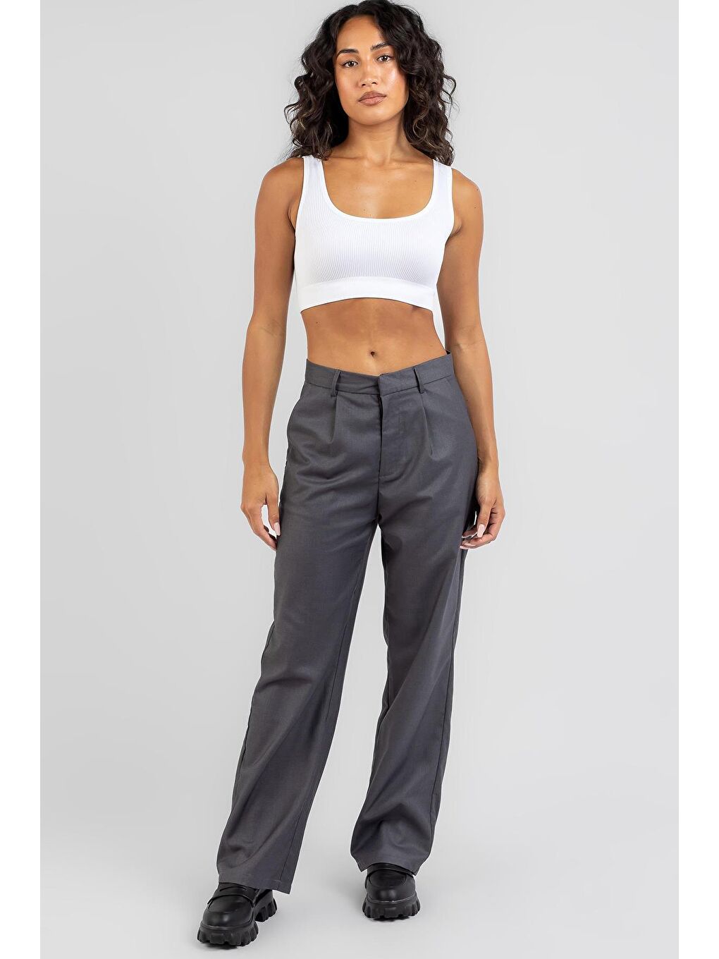 Beyaz Askılı Basic Crop Top Bluz Mg1757-1