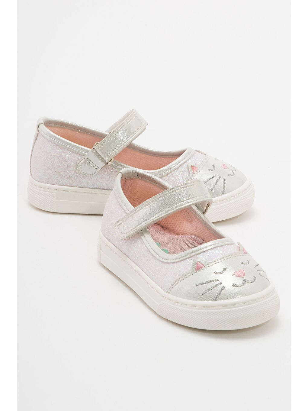 Ekru Kız Çocuk Sedef Kedili Günlük Babet-1