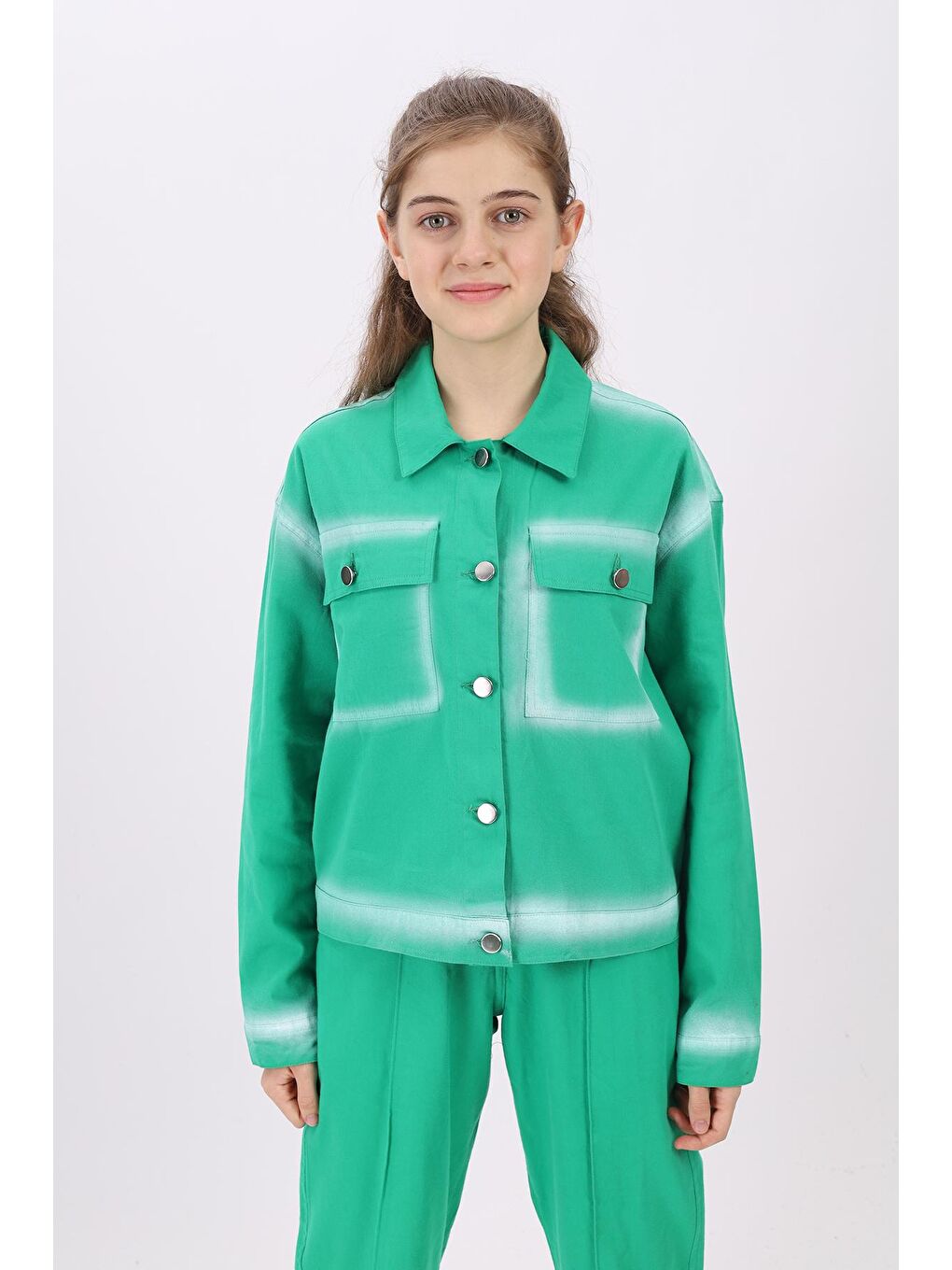 Yeşil Kız Çocuk Gabardin Ceket Lx197-2