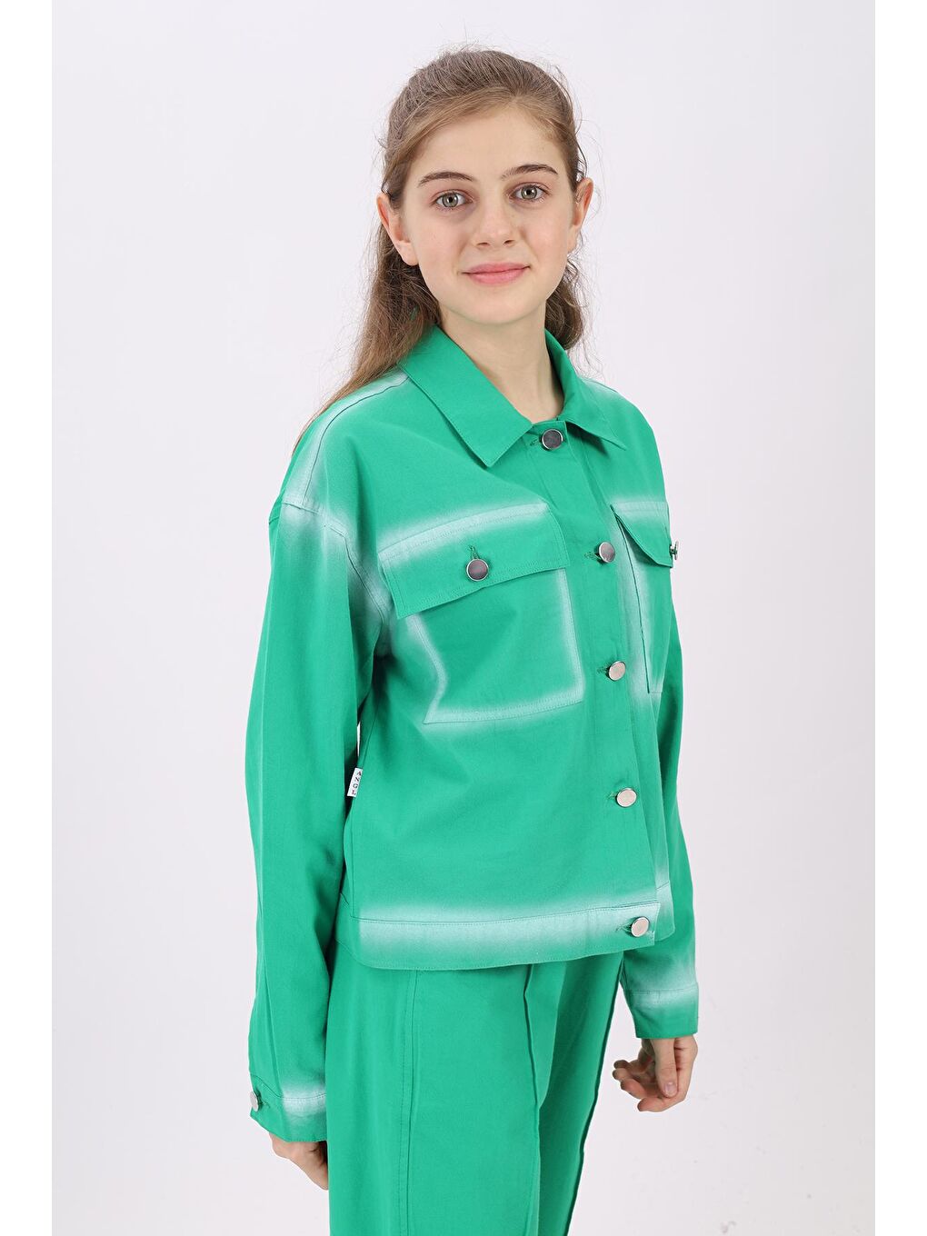 Yeşil Kız Çocuk Gabardin Ceket Lx197-3