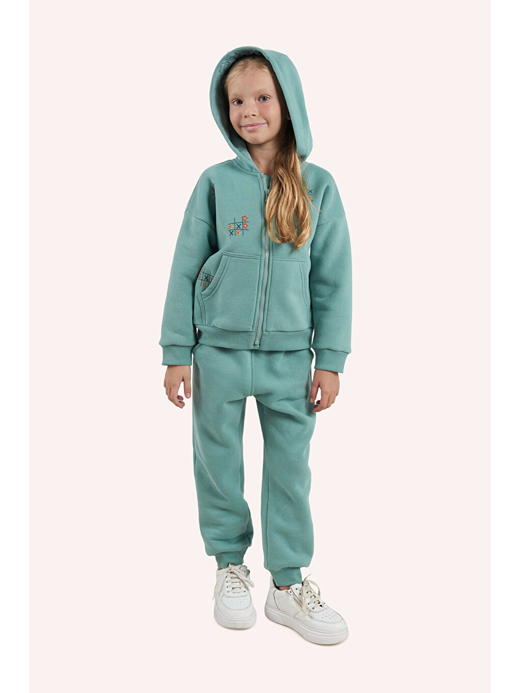 Kız Çocuk Fermuarlı Yeşil Sweatshirt-1