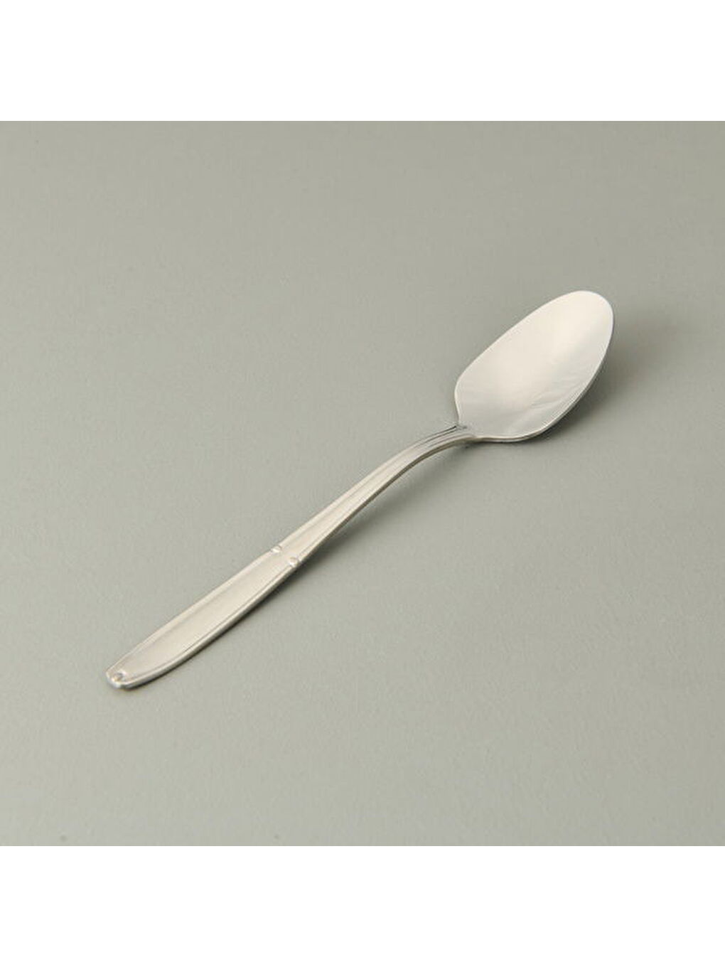 Gri Buket Sade 12'li Çay Kaşığı - Gümüş - 11,5 cm-2