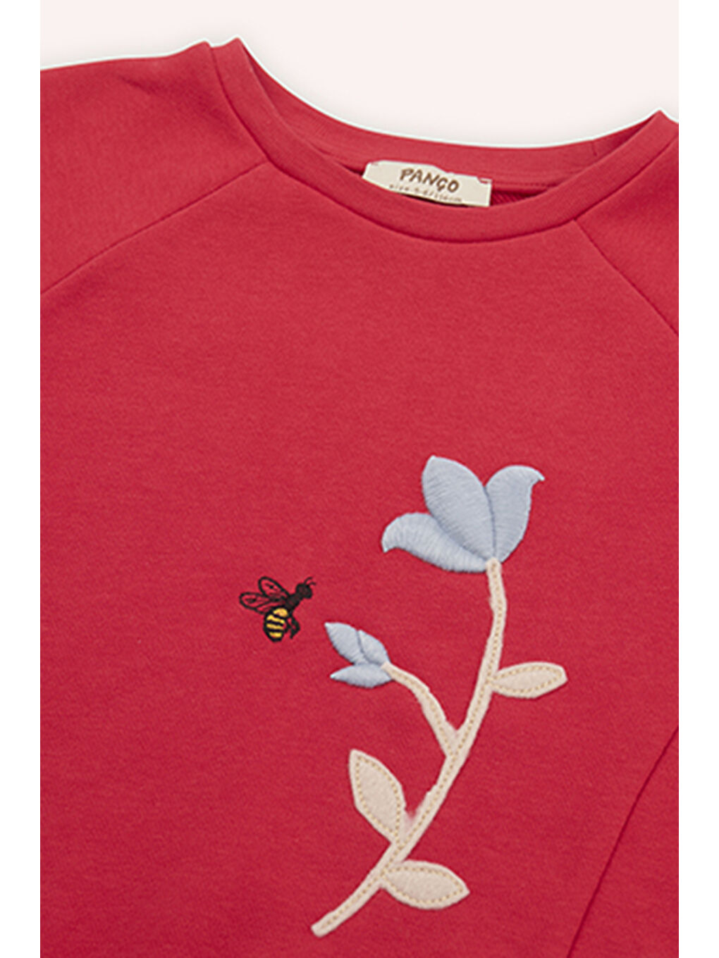 Kız Çocuk Nakış Detaylı Kırmızı Sweatshirt-2