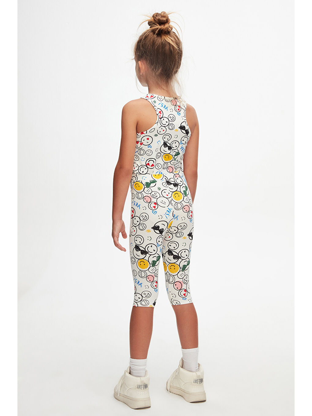 Karışık Kız Çocuk Cute Faces Desen Kapri-2