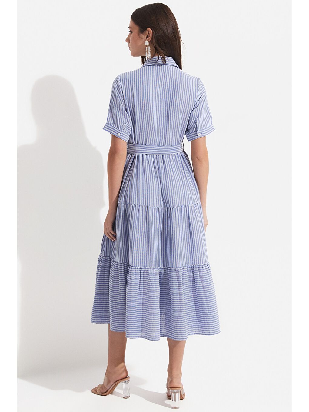 Mavi Exclusive Belden Bağlamalı Pamuk Gömlek Elbise-4