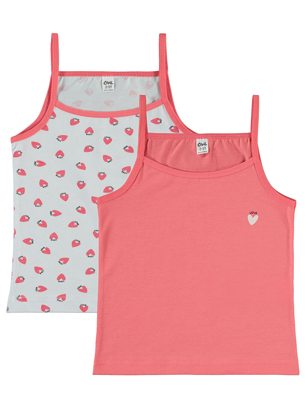 Girls Kız Çocuk 2'li Atlet Set 2-10 Yaş Pembe