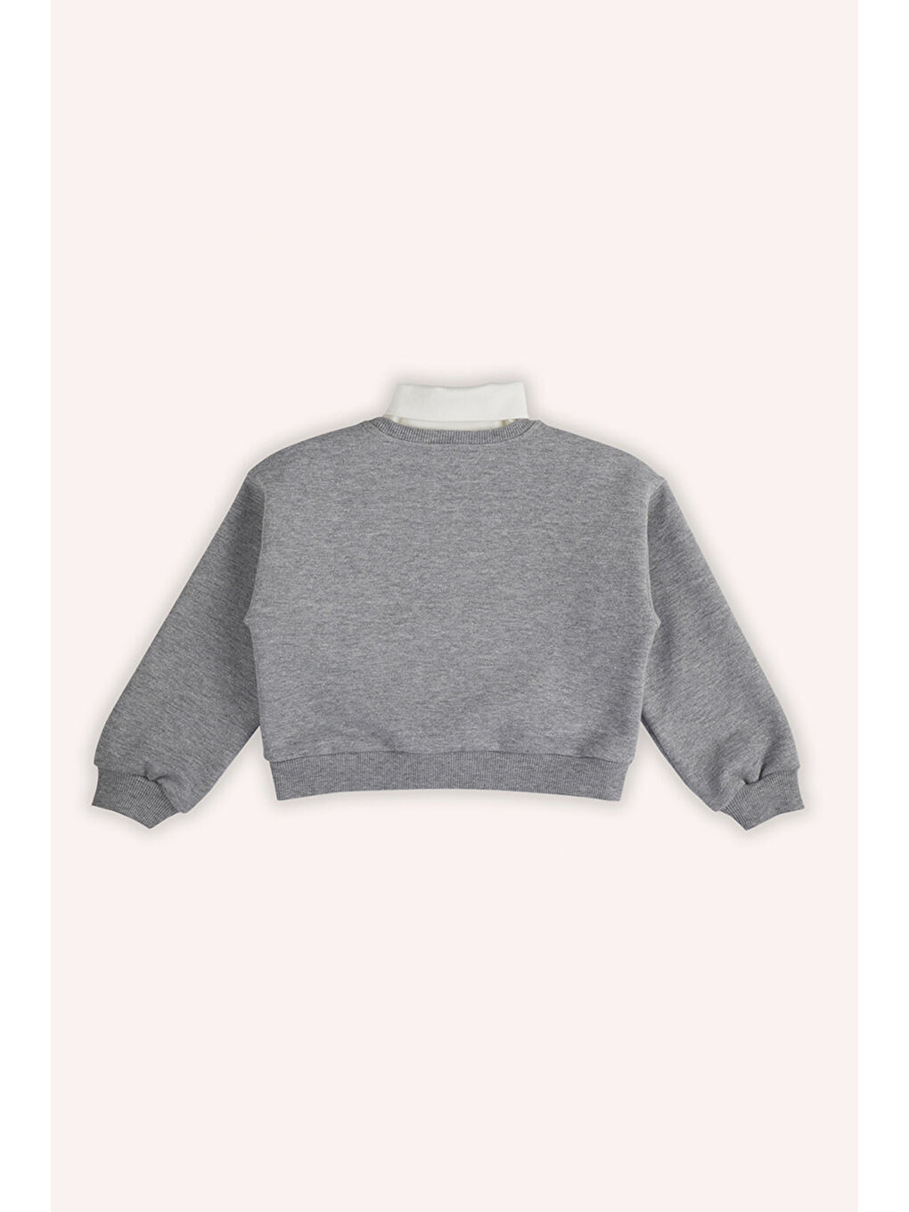 Kız Çocuk Baskı Detaylı Gri-Melanj Sweatshirt-2