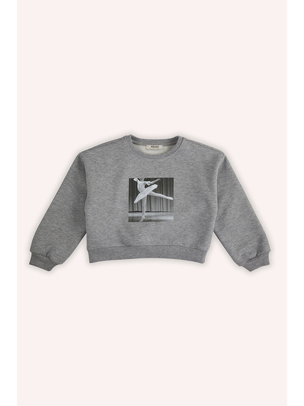 Kız Çocuk Baskı Detaylı Gri-Melanj Sweatshirt-3