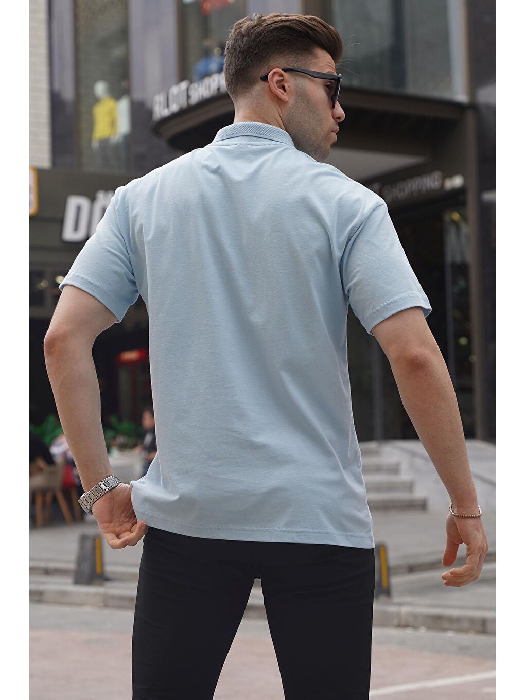 Madmext Mavi Polo Yaka Basic Erkek Tişört 6126 - 1