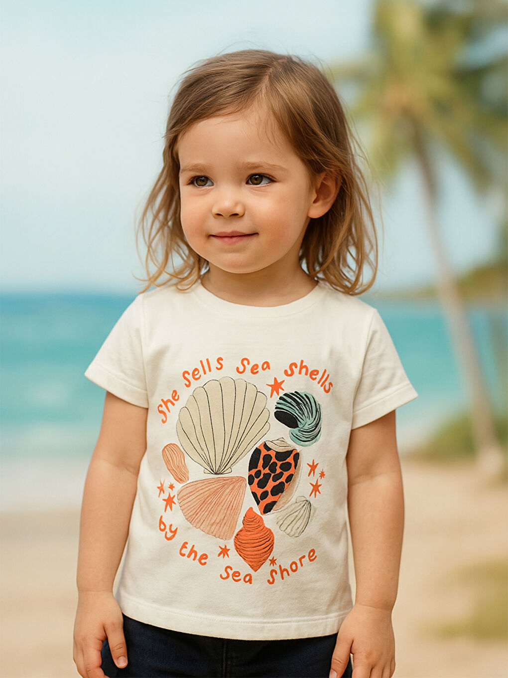 Girls Kız Çocuk Tişört 2-5 Yaş Ekru