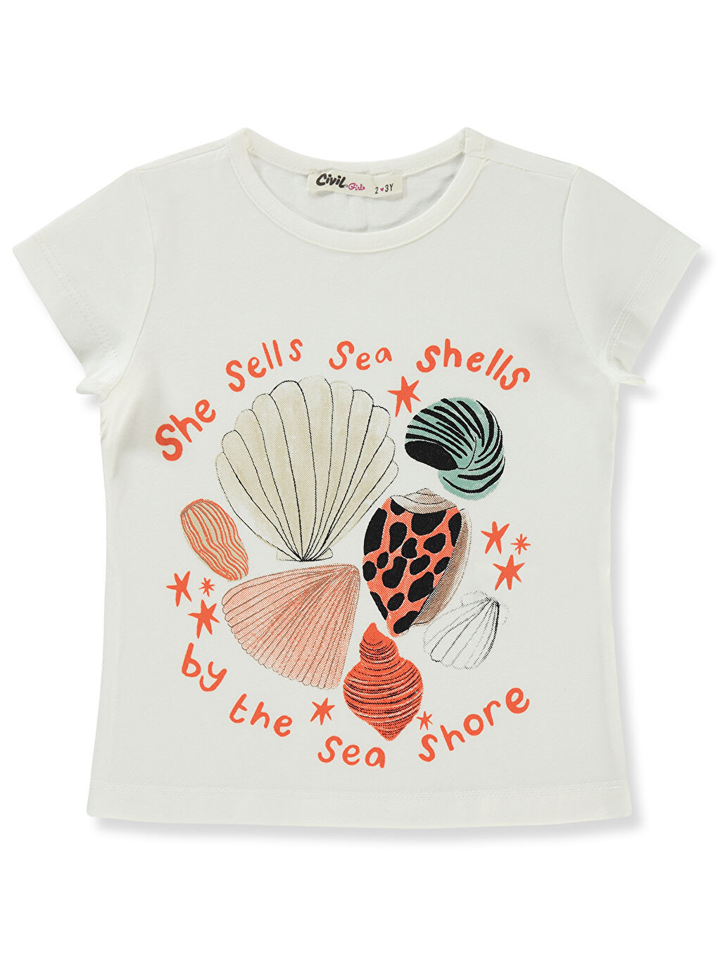 Girls Kız Çocuk Tişört 2-5 Yaş Ekru-1