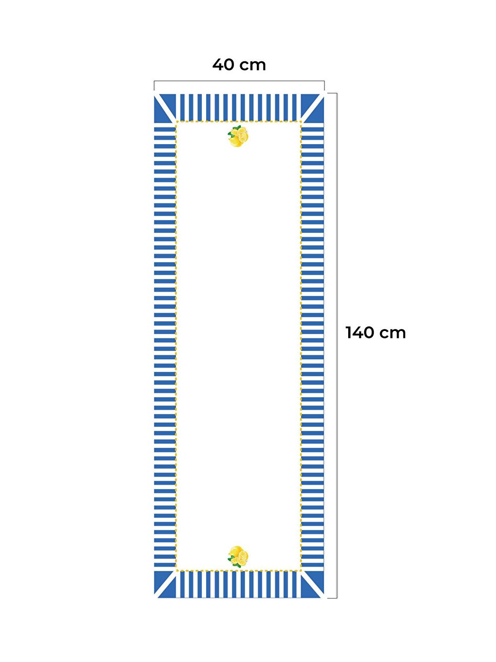 Bluon Çubuk Desenli Puantiye Detaylı Limonlu Runner – Sarı/Mavi/Beyaz 40x140 cm-2