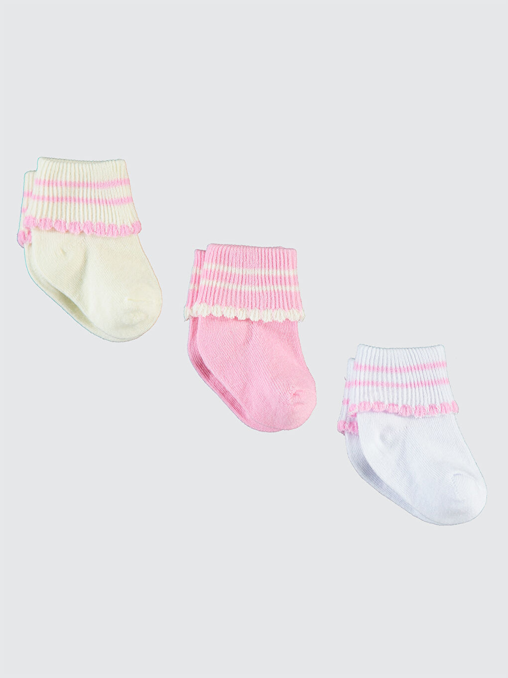 Baby Kız Bebek 3'lü Çorap Set 0-6 Ay Pembe