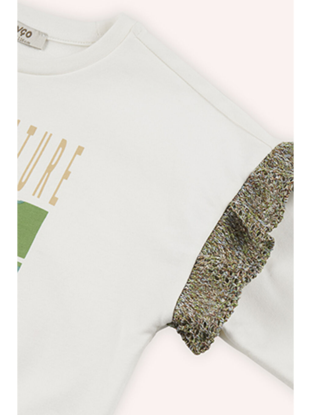 Kız Çocuk Baskılı Beyaz Sweatshirt-4