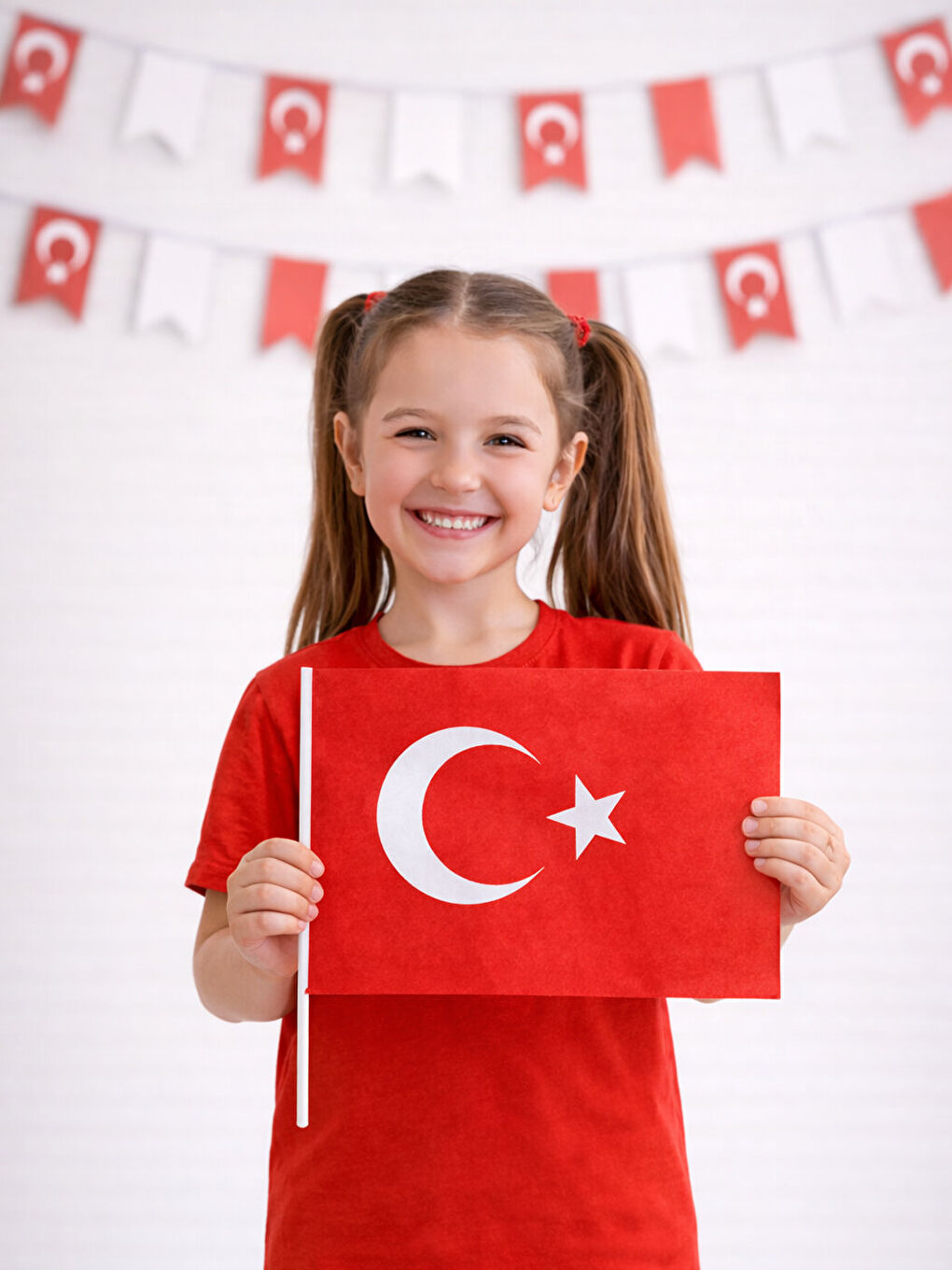 Kırmızı Sopalı Türk Bayrağı Milli Bayram Kağıt El Bayrağı 30x20 cm 40'lı