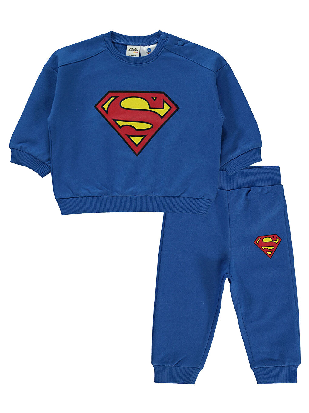 Mavi Superman Erkek Bebek Takım 6-18 Ay Saks